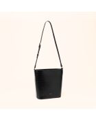 Sac seau Luz en cuir noir - 25x22x10 cm
