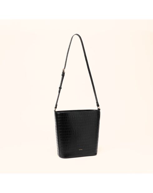 Sac seau Luz en cuir noir - 25x22x10 cm