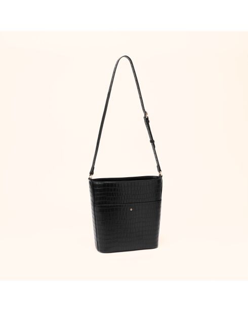 Sac seau Luz en cuir noir - 25x22x10 cm