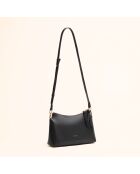 Sac bandoulière Denise en cuir noir - 23,5x15x8,5 cm