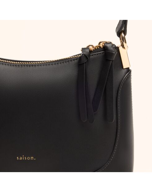 Sac bandoulière Denise en cuir noir - 23,5x15x8,5 cm