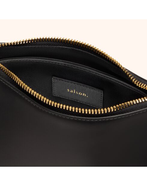 Sac bandoulière Denise en cuir noir - 23,5x15x8,5 cm