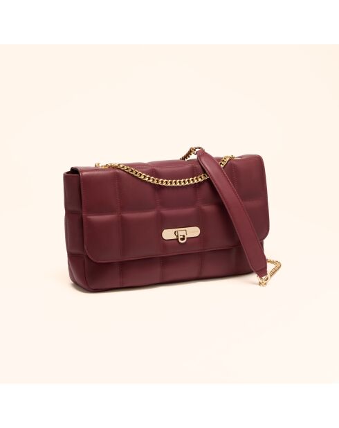 Sac porté épaule Frida en cuir bordeaux - 29x17,3x7 cm