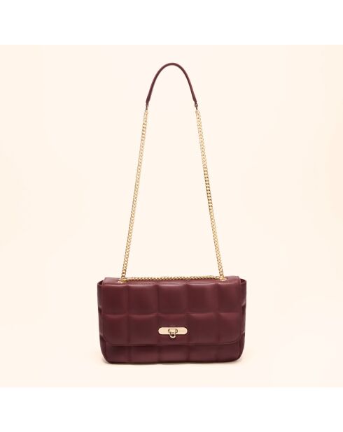 Sac porté épaule Frida en cuir bordeaux - 29x17,3x7 cm