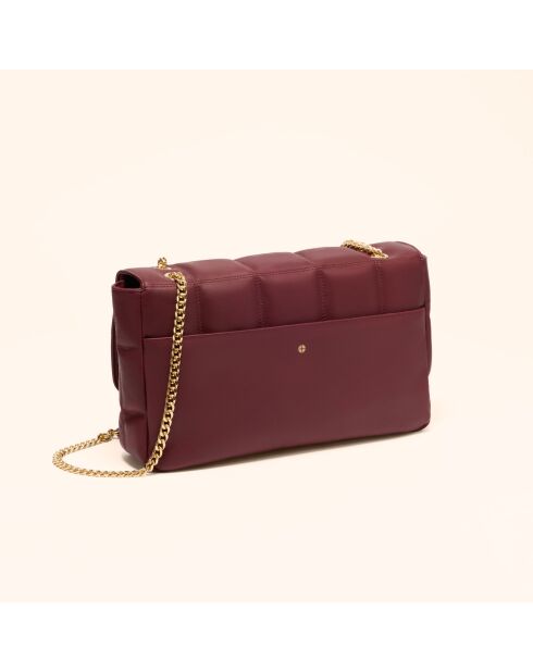 Sac porté épaule Frida en cuir bordeaux - 29x17,3x7 cm