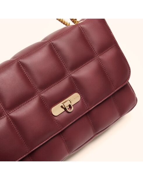 Sac porté épaule Frida en cuir bordeaux - 29x17,3x7 cm