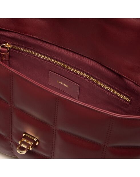 Sac porté épaule Frida en cuir bordeaux - 29x17,3x7 cm