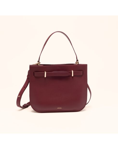 Sac à main Pilar en cuir bordeaux - 28,5x23,5x6 cm