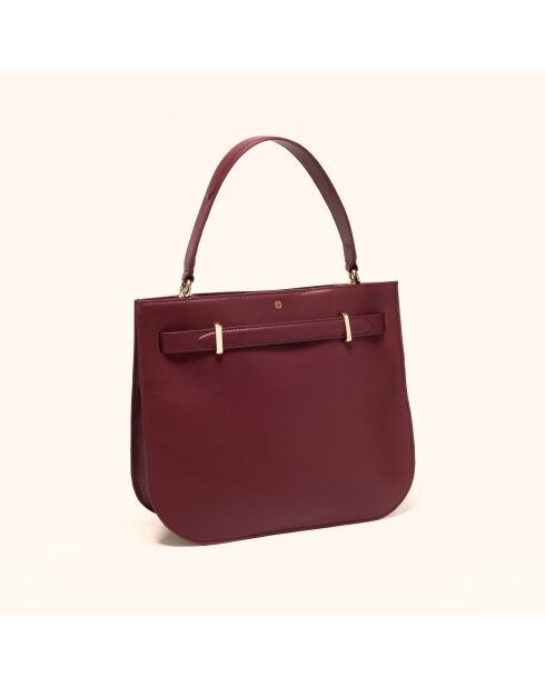 Sac à main Pilar en cuir bordeaux - 28,5x23,5x6 cm