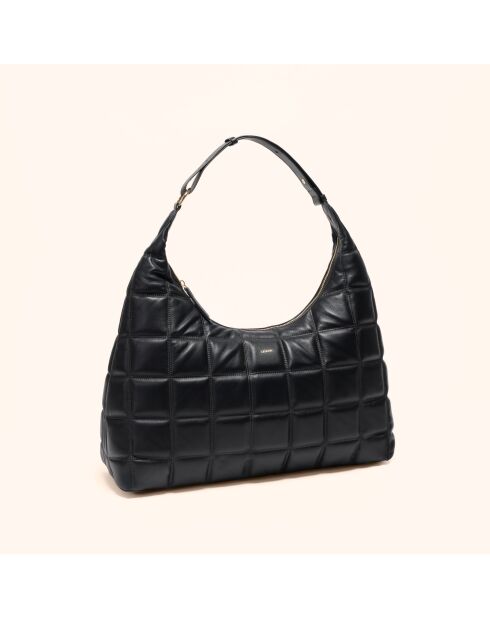 Sac porté épaule Zazie en cuir noir - 45x25x16 cm