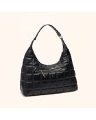 Sac porté épaule Zazie en cuir noir - 45x25x16 cm