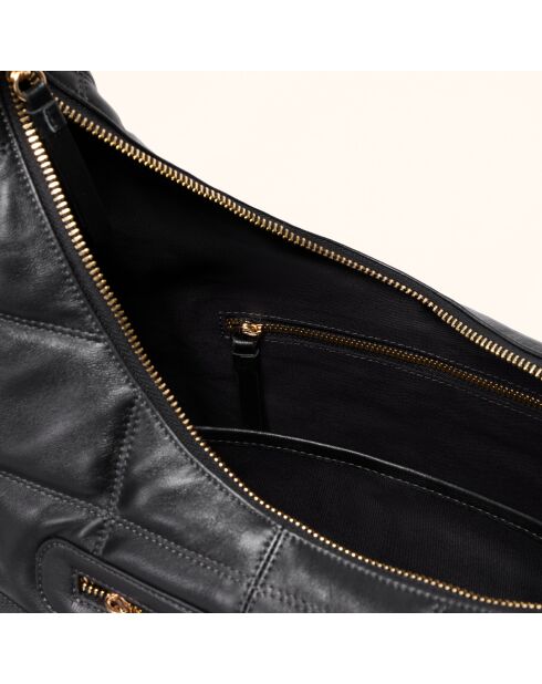 Sac porté épaule Zazie en cuir noir - 45x25x16 cm