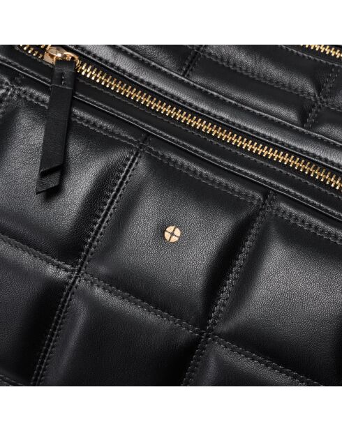 Sac porté épaule Zazie en cuir noir - 45x25x16 cm