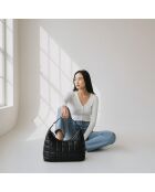 Sac porté épaule Zazie en cuir noir - 45x25x16 cm