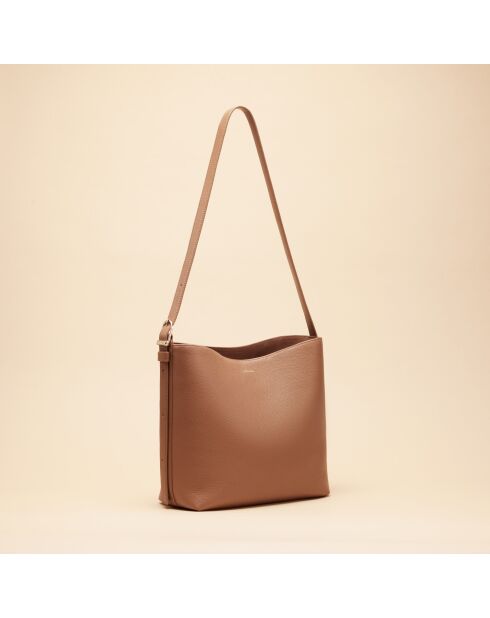 Sac seau Diane en cuir cognac - 26,2x25,7x12 cm