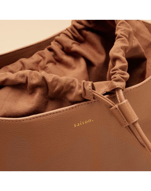 Sac seau Diane en cuir cognac - 26,2x25,7x12 cm