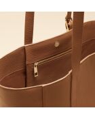 Sac cabas Magda en cuir cognac - 28,5x27x13 cm