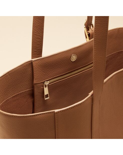 Sac cabas Magda en cuir cognac - 28,5x27x13 cm