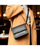 Sac bandoulière Anita en cuir noir - 20x16,2x5,5 cm