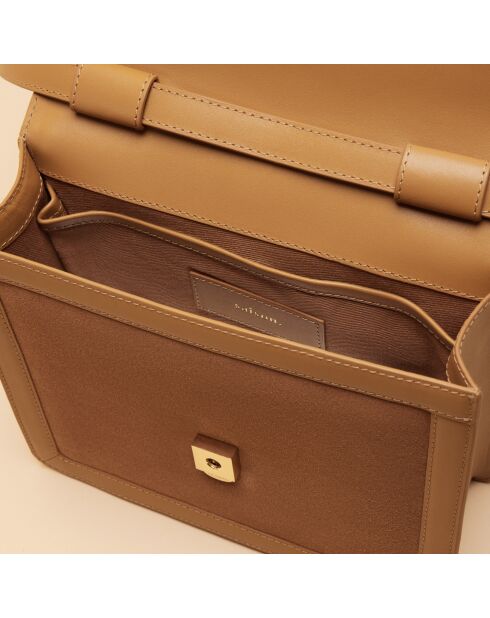 Sac bandoulière Anita en cuir noisette - 20x16,2x5,5 cm