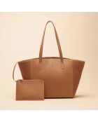 Sac cabas Lison en cuir noisette - 31x29,5x15 cm