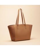 Sac cabas Lison en cuir noisette - 31x29,5x15 cm