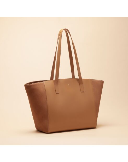 Sac cabas Lison en cuir noisette - 31x29,5x15 cm