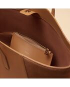 Sac cabas Lison en cuir noisette - 31x29,5x15 cm