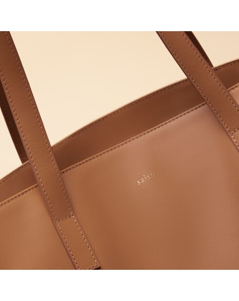 Sac cabas Lison en cuir noisette - 31x29,5x15 cm