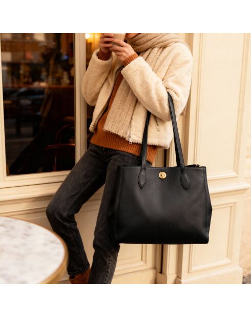 Sac à main Camille en cuir noir - 37,1x27,2x15 cm
