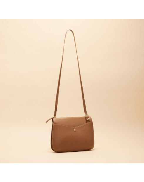 Sac bandoulière Irma en cuir cognac - 25x17,5x6 cm