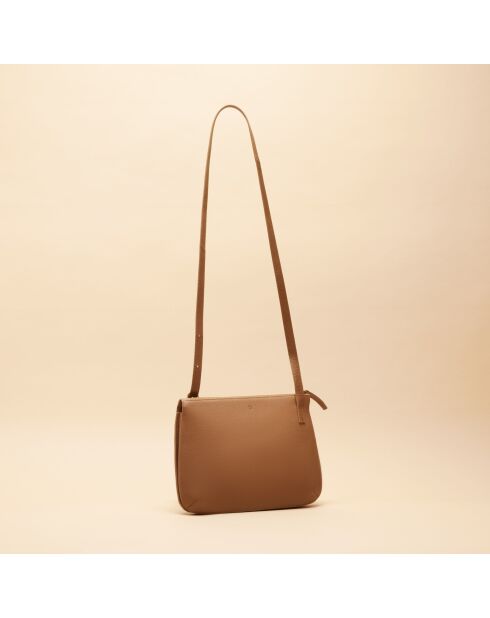 Sac bandoulière Irma en cuir cognac - 25x17,5x6 cm