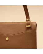 Sac bandoulière Irma en cuir cognac - 25x17,5x6 cm
