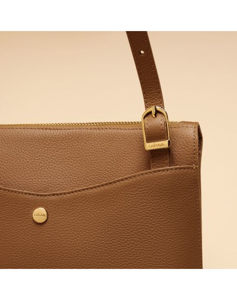 Sac bandoulière Irma en cuir cognac - 25x17,5x6 cm