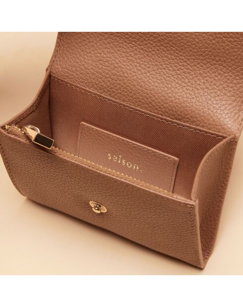 Porte-monnaie Mona en cuir cognac - 11x9x1,5 cm