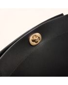 Sac bandoulière Suzon en cuir noir - 22x18,8x6 cm