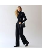 Sac bandoulière Suzon en cuir noir - 22x18,8x6 cm