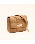 Sac porté épaule Léonie en cuir camel - 19x16,5x6,5 cm