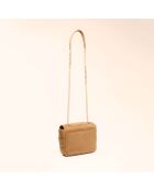 Sac porté épaule Léonie en cuir camel - 19x16,5x6,5 cm
