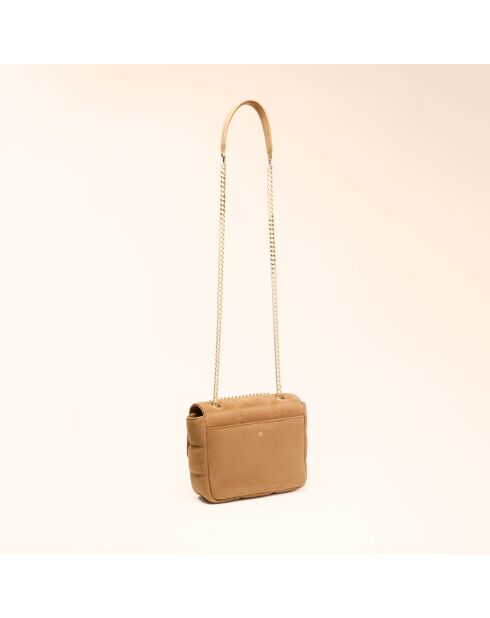 Sac porté épaule Léonie en cuir camel - 19x16,5x6,5 cm