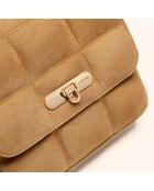 Sac porté épaule Léonie en cuir camel - 19x16,5x6,5 cm