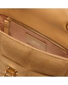 Sac porté épaule Léonie en cuir camel - 19x16,5x6,5 cm