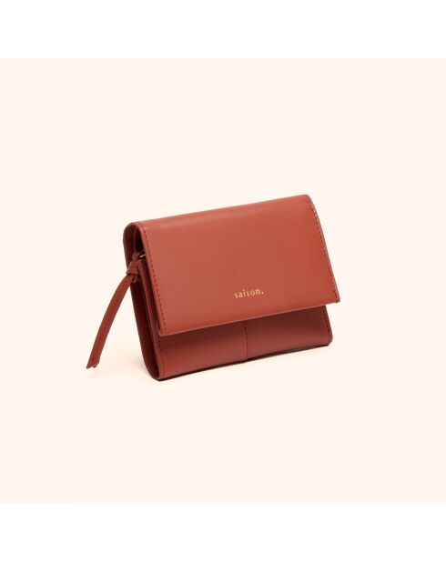 Portefeuille Emilie en cuir brique - 13x10x2 cm