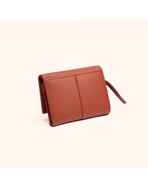 Portefeuille Emilie en cuir brique - 13x10x2 cm