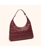 Sac porté épaule Zazie en cuir bordeaux - 45x25x16 cm