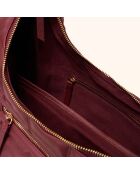 Sac porté épaule Zazie en cuir bordeaux - 45x25x16 cm