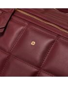 Sac porté épaule Zazie en cuir bordeaux - 45x25x16 cm