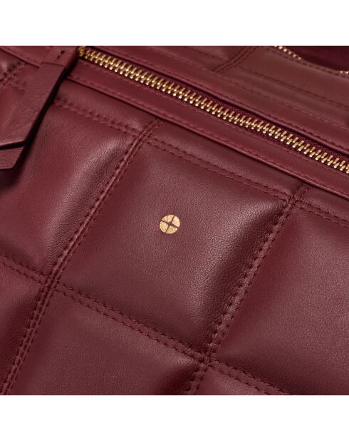 Sac porté épaule Zazie en cuir bordeaux - 45x25x16 cm