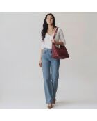 Sac porté épaule Zazie en cuir bordeaux - 45x25x16 cm