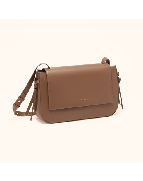 Bolso de hombro Ilona de piel taupe - 32,2x20x10 cm